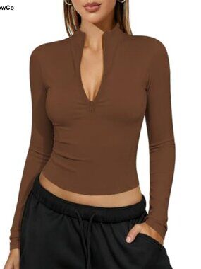Womens Long Sleeve Quarter Zip Golf Pullover Athletic Workout Top